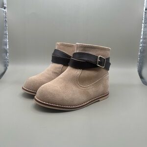 Janie and Jack Kids Tan Suede Boots with Brown Strap